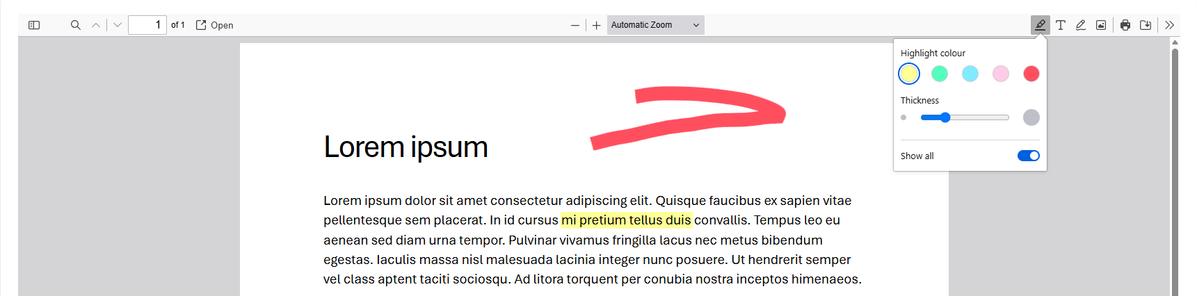 Highlight tool